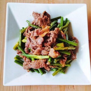 おつまみにも!牛肉とにんにくの芽でスタミナ炒め